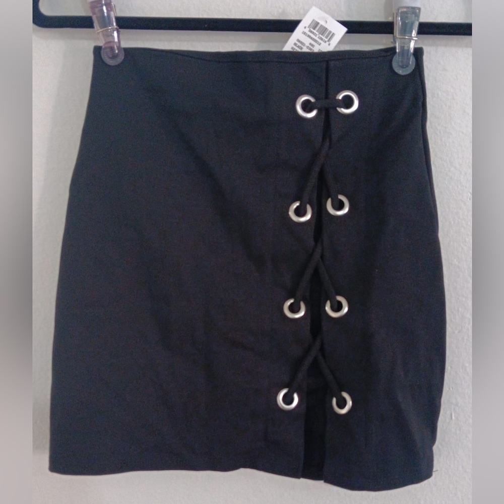 Black Lace-Up Skirt